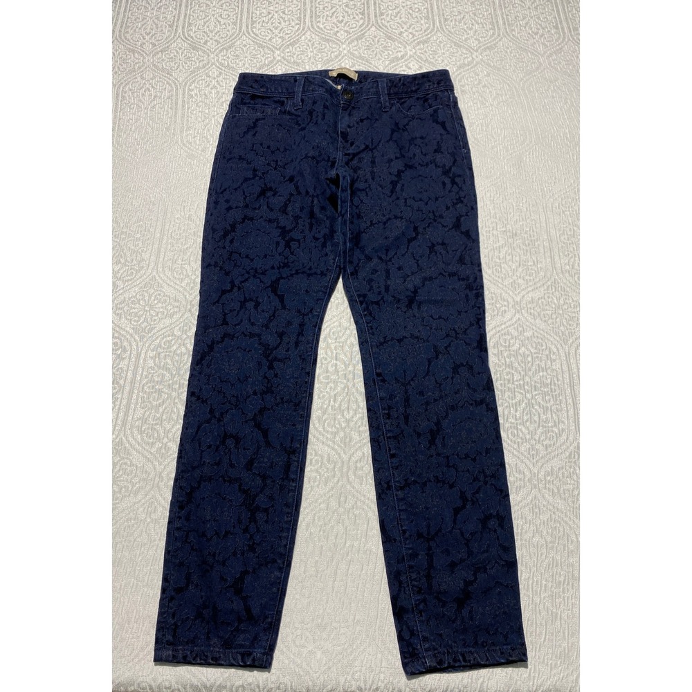 Banana Republic Womens Pants Size 28 Blue Floral Embossed Straight Leg‎ Pants
